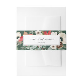 Winter Botanische Floral Wedding Uitnodigingen Wikkel