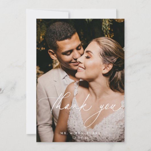 Winter Botanische Floral Weduwfoto Bedankkaart (Voorkant)