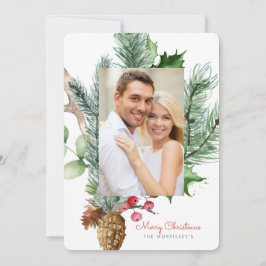 Winter Botanische Greenery 2 Foto Flat Feestdagenkaart