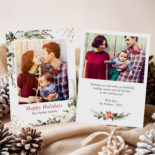 Winter Botanische Greenery Ivory Floral Kerstmis Feestdagenkaart