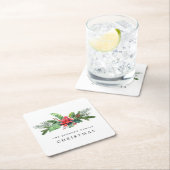 Winter Botanische Greenery Waterverf op maat Kartonnen Onderzetters (Insitu)