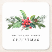 Winter Botanische Greenery Waterverf op maat Kartonnen Onderzetters (Voorkant)