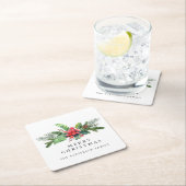 Winter Botanische Greenery Waterverf op maat Kartonnen Onderzetters (Insitu)