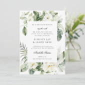 Winter Botanische Greenery White Floral Wedding Kaart (Staand voorkant)