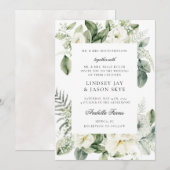 Winter Botanische Greenery White Floral Wedding Kaart (Voorkant / Achterkant)