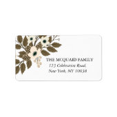 Winter botanische groen roze Floral Etiket (Voorkant)