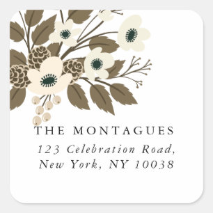 Winter botanische groen roze Floral Vierkante Sticker