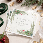 Winter Botanische Groene Huwelijksfeest Servet