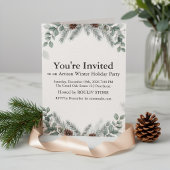 Winter Botanische Ivoren Kerstfeest Uitnodiging