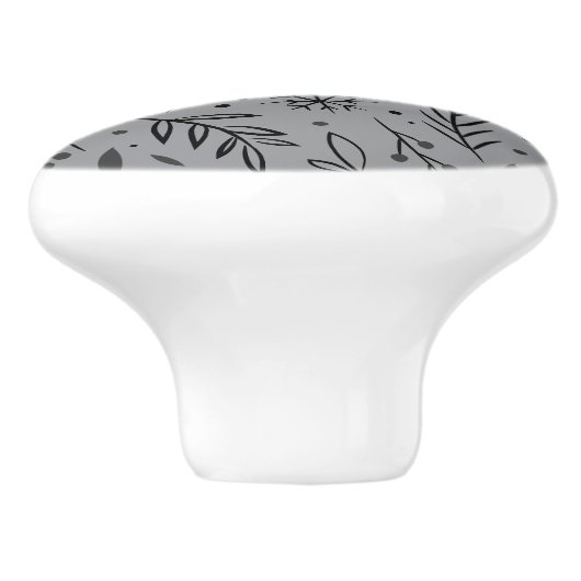 Winter Botanische Keramische Knop – Grijs (Zijkant)