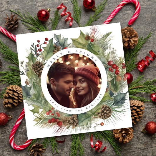 Winter Botanische kerst foto Feestdagenkaart