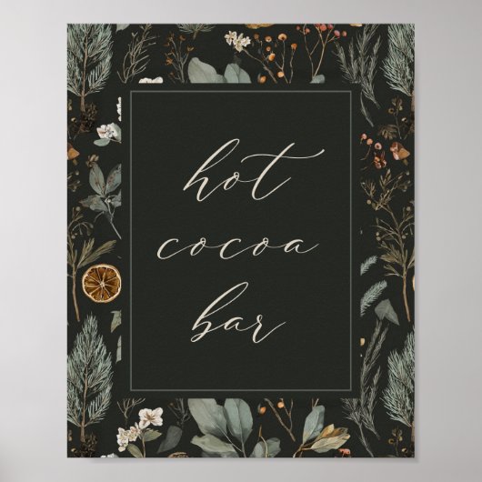 Winter Botanische Kerst Hot Cocoa Bar Teken Poster (Voorkant)