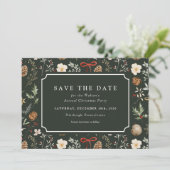 Winter Botanische Kerst Uitnodiging Save The Date (Staand voorkant)
