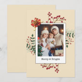 Winter Botanische kerstfoto Beige Feestdagenkaart (Voorkant / Achterkant)