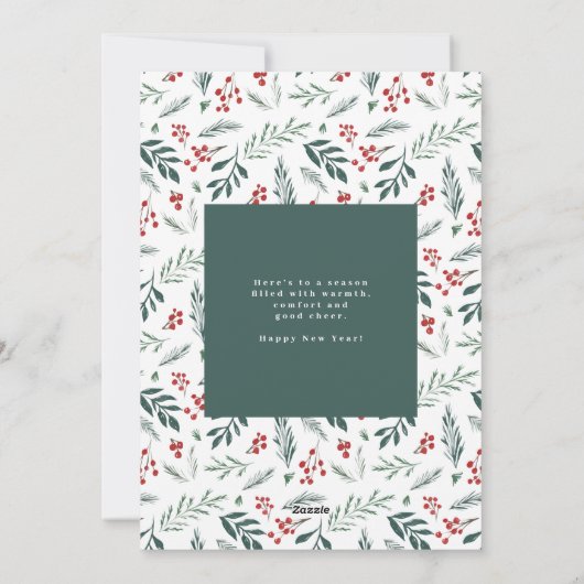 Winter Botanische kerstfoto's Groen Feestdagenkaart (Achterkant)