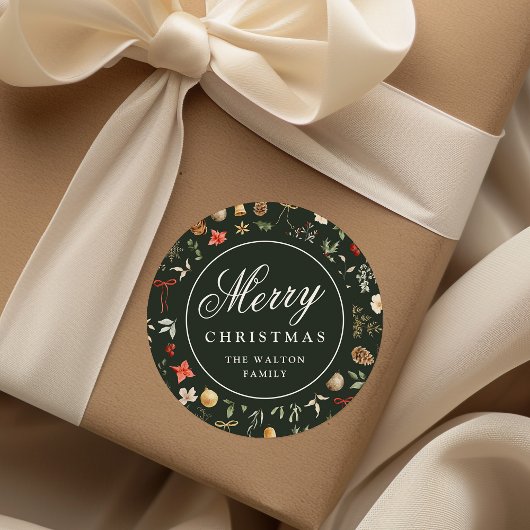 Winter Botanische Kerstsfeer Ronde Sticker