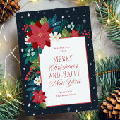 Winter Botanische Kleurrijke Vrolijke Kerstmis Feestdagenkaart