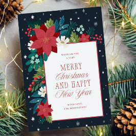 Winter Botanische Kleurrijke Vrolijke Kerstmis Feestdagenkaart