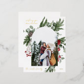 Winter Botanische Lijst Foto Folie Feestdagen Briefkaart (Voorkant / Achterkant)