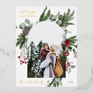 Winter Botanische Lijst Foto Folie Feestdagen Briefkaart
