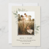 Winter Botanische Merry Bright Foto Kerstmis Feestdagenkaart (Voorkant)