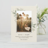 Winter Botanische Merry Bright Foto Kerstmis Feestdagenkaart (Staand voorkant)