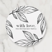 Winter Botanische met Liefde en Naam Vakantie Bedankjes Labels (Achterkant)