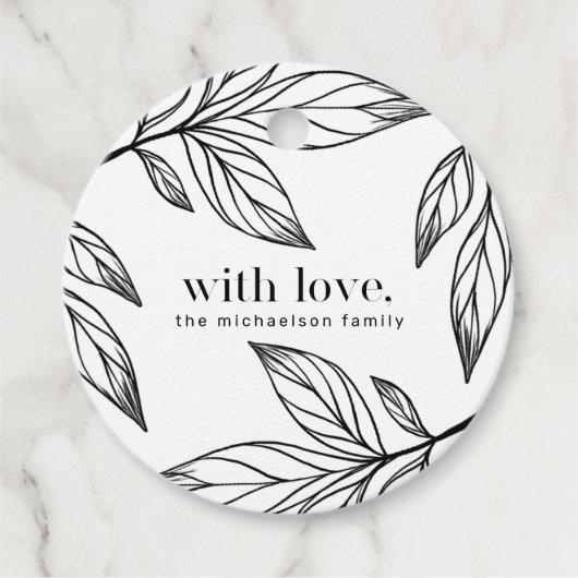 Winter Botanische met Liefde en Naam Vakantie Bedankjes Labels (Voorkant)