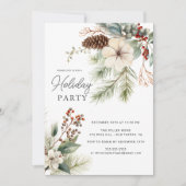 Winter Botanische Pijnboomtak Vakantiefeest Kaart (Voorkant)