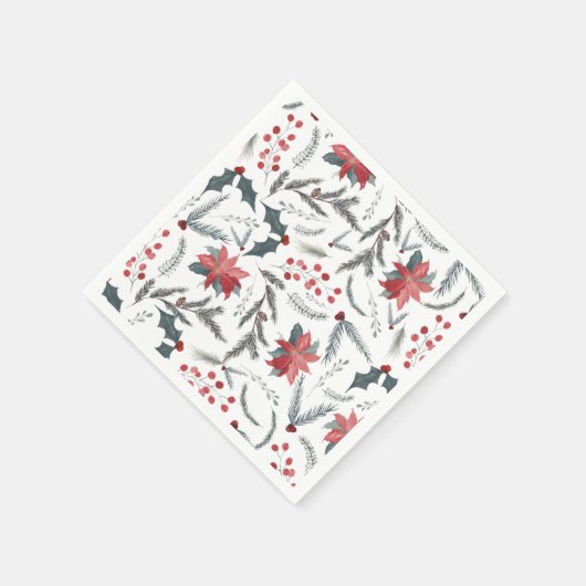 Winter Botanische Pine Berry Wreath Holiday Servet (Hoek)