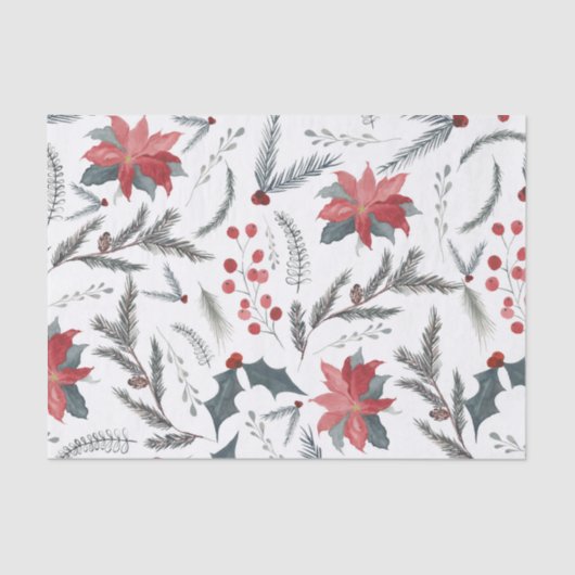 Winter Botanische Pine Berry Wreath Holiday Tissuepapier (Voorkant)