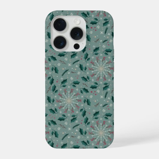 Winter botanische sneeuwvlok IPhone Hoesje 15 Pro Case (Achterkant)