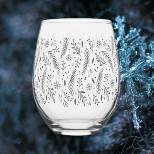 Winter Botanische Steeloze Wijn Glas