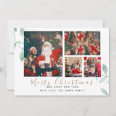 Winter Botanische stoffen Elegant 4 Afbeeldingen k Feestdagenkaart (Voorkant)