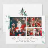 Winter Botanische stoffen Elegant 4 Afbeeldingen k Feestdagenkaart (Voorkant / Achterkant)