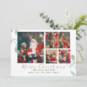 Winter Botanische stoffen Elegant 4 Afbeeldingen k Feestdagenkaart (Staand voorkant)