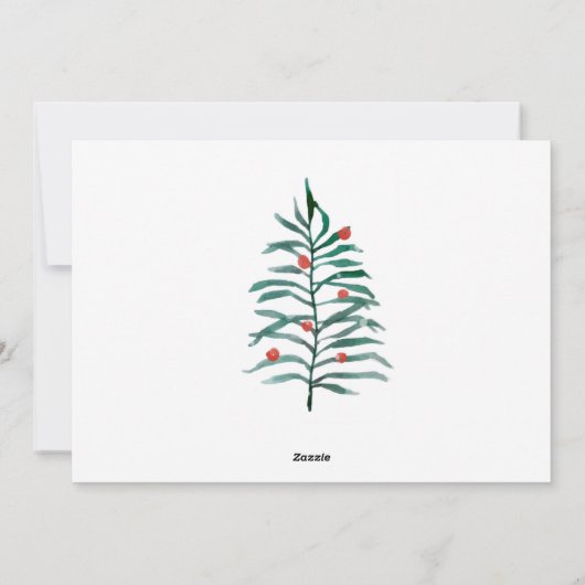 Winter Botanische stoffen Elegant 4 Afbeeldingen k Feestdagenkaart (Achterkant)