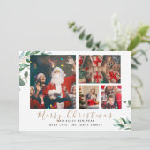 Winter Botanische stoffen Elegant 4 Afbeeldingen K Feestdagenkaart (Staand voorkant)