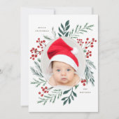 Winter Botanische stoffen Elegant kerstfoto Feestdagenkaart (Voorkant)
