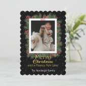 Winter Botanische stoffen en Snowflakes Foto Feestdagenkaart (Staand voorkant)