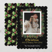 Winter Botanische stoffen en Snowflakes Foto Feestdagenkaart (Voorkant / Achterkant)