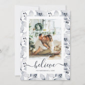 Winter Botanische stoffen Foto Believe kerstkaarte Feestdagenkaart (Voorkant)