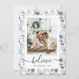 Winter Botanische stoffen Foto Believe kerstkaarte Feestdagenkaart