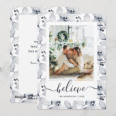 Winter Botanische stoffen Foto Believe kerstkaarte Feestdagenkaart (Voorkant / Achterkant)