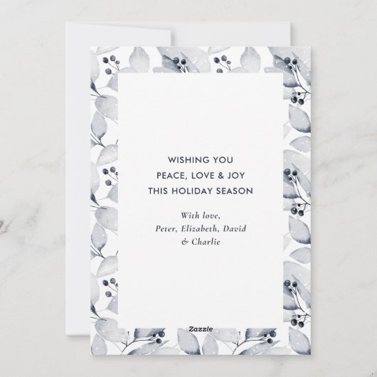 Winter Botanische stoffen Foto Believe kerstkaarte Feestdagenkaart (Achterkant)