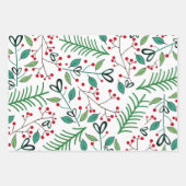 Winter Botanische Stripes Polka Dot Kerstmis Inpakpapier Vel (Voorkant)