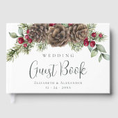 Winter Botanische Waterverf Kerstbruiloft Gastenboek (Voorkant)