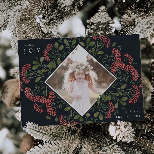 Winter Bouquet | Botanische foto Waterverf Feestdagenkaart