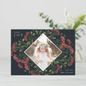 Winter Bouquet | Botanische foto Waterverf Feestdagenkaart (Staand voorkant)