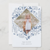 Winter Bouquet | Elegant Waterverf Hanukkah Foto Feestdagenkaart (Voorkant)